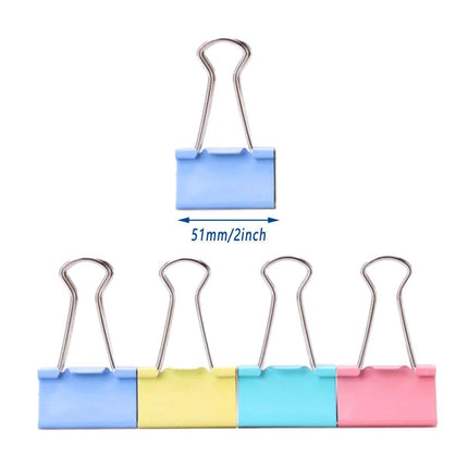 12pcs Colour Long Tail Clips for Office Student Document Metal Receipt Ticket