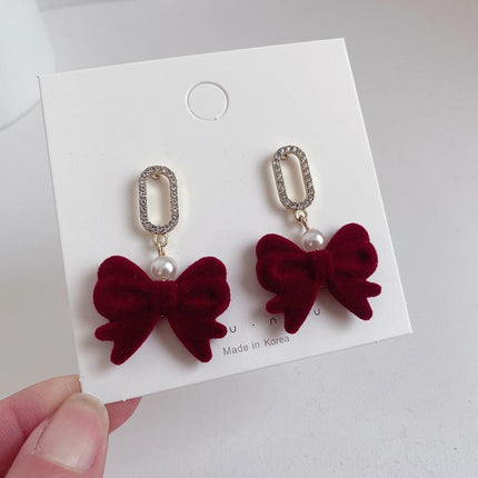 Red Flower Heart Zircon Earring Stud Wedding Party Drop Dangle Jewelry Christmas - Aimall