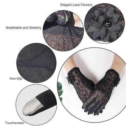 6 Colours Women UV Protection Lace Gloves Touchscreen Non-Slip Driving Gloves