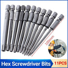 11x 100MM Long Steel Magnetic Torx Security Electric Screwdriver Bit Set T6~T40 - Aimall