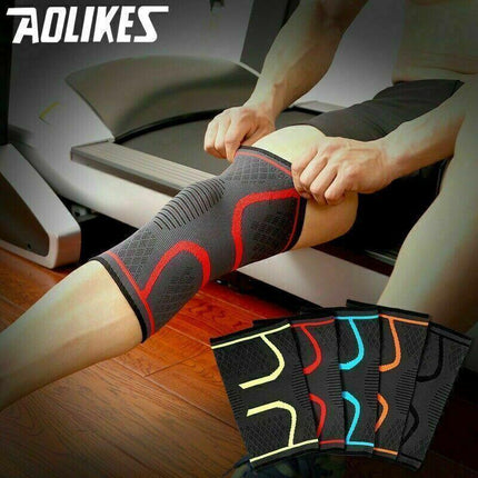 AOLIKES®3D Weaving Knee Support Brace Sleeve Sports Joint Kneelet Leg Breathable Red - Aimall