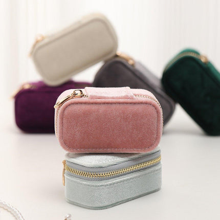 Velvet Mini Travel Jewelry Storage Box Portable Organizer Ring Earring Holder