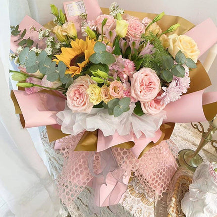 5 Rolls Hole Mesh Floral Paper Bouquet Wrapping Paper Floral Gauze Material
