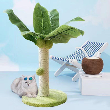 Cat Scratching Coconut Tree Kitten Post Sisal Covered Scratcher Pole Toy 32/38cm