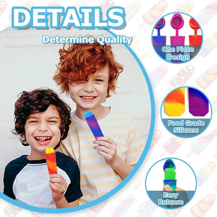 6PCS Silicone Popsicle Molds with Lids Multi-Color Reusable Ice Cream Mold Set