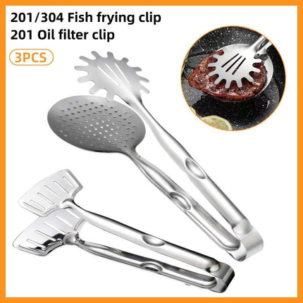3pcs Stainless Steel Food Tongs Multifunctional Kitchen Cooking Serving Clips