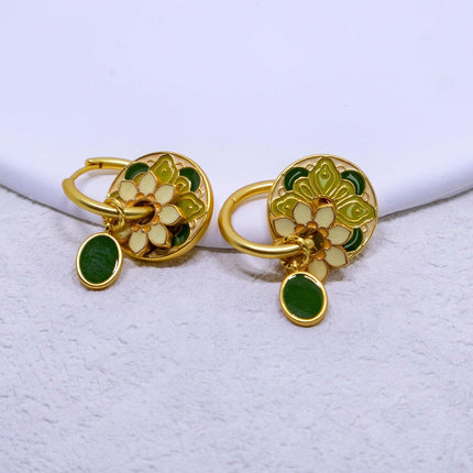 Chinese Vintage Colourful Flower Earrings Spring Jewelry for Women Fashion