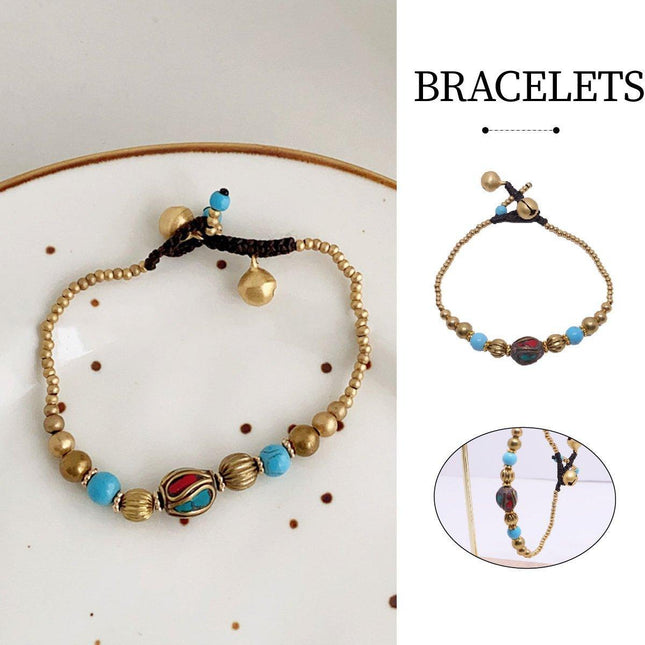 Ethnic Style Handmade Bracelet Color Stone Sky Bead Fashion Round Bead Bracelet