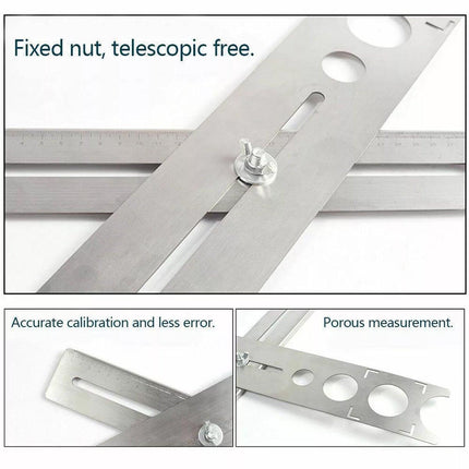 Universal Multifunctional Punch Positioner Hole Measuring Tool for Woodworking