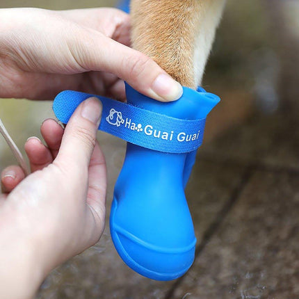 4pcs Cartoon Boots Pet Rain Shoes Waterproof Non-Slip Wear-Resistant Dog Shoes