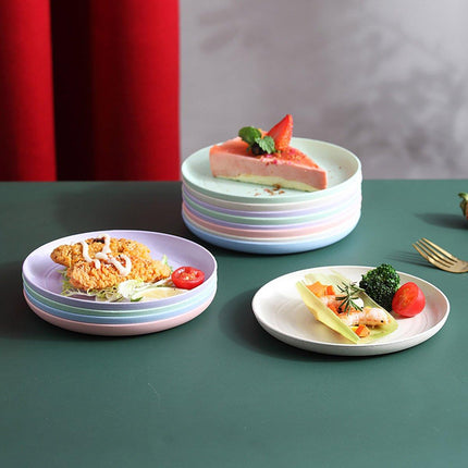 12pcs 15cm Round Ceramic Plate for Fruit Dumplings Household Vegetable Dish