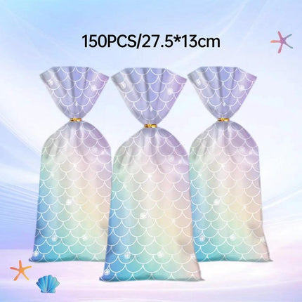 150pcs Mermaid Candy Bags for Kids Birthday Party Christmas Gift Packaging