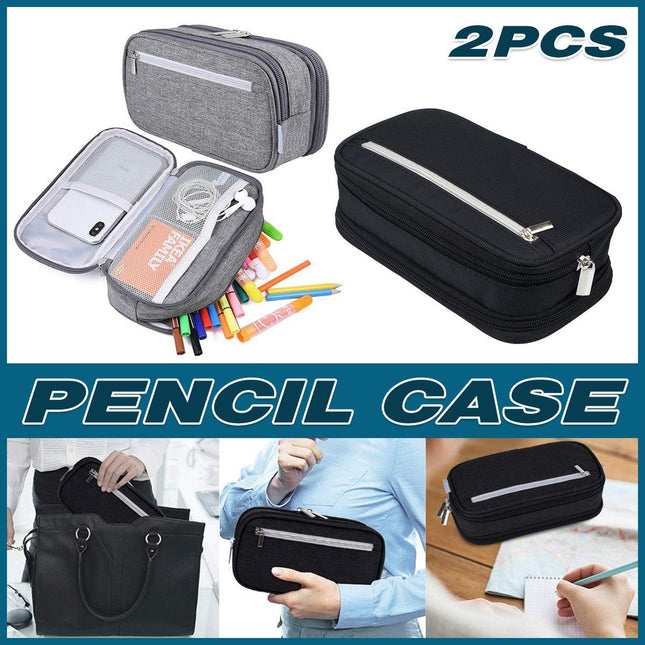 2pcs Large Capacity Multifunctional Pencil Case Storage Bag for School Office