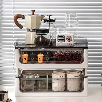 Drawer Desktop Storage Organizer Two Tier Shelf Home Office Desk Organizer Unit