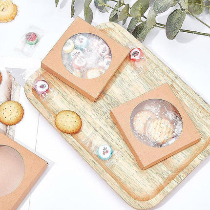 50PCS Handmade Soap Paper Box Round Window Kraft Black White Candy Biscuit Box