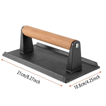 Cast Iron Meat Press Rectangular Grill BBQ Steak Press for Outdoor Cooking