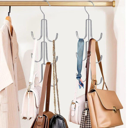 2X Purse Hanger Organizer for Closet Purses 6Storage Capacity Hook Wardrobe Rack
