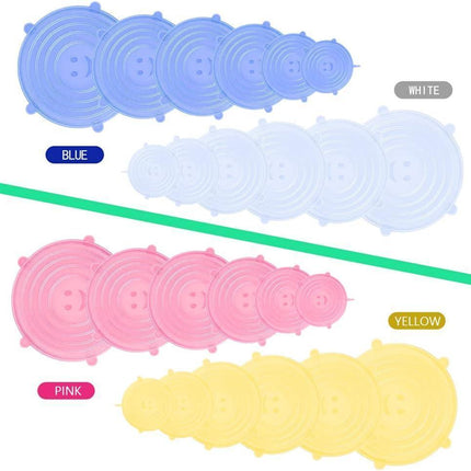 6PCS Stretch Reusable Silicone Food Saver Cover Seal Insta Lids Bowl Wraps - Aimall