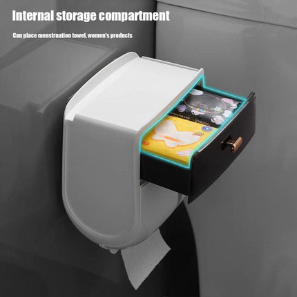 Wall-Mounted Toilet Tissue Paper Roll Holder Storage Box No punching Waterproof