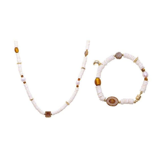 Pepe Wheel Pearl Necklace And Bracelet Set Elegant Jewelry For Women Fashion
