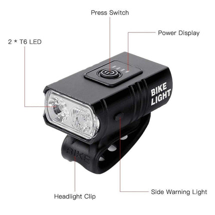 Bike Light Set Rechargeable LED Bicycle Lights Waterproof Front Rear Headlight