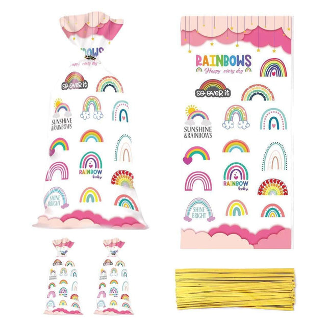 150PCS Rainbow Series Candy Bag Children's Birthday Party Gift Bag Christmas