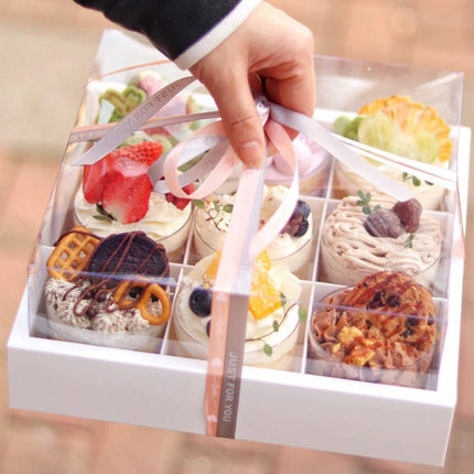 Clear Plastic Nine-grid Cake Box Pack of 10 Storage Containers High Quality
