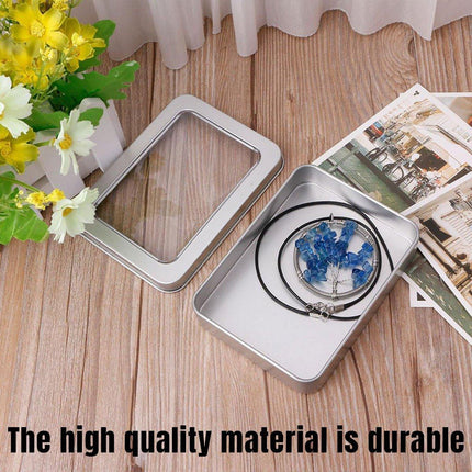 10pcs Metal Iron Box with Open Window Storage Rectangle Packaging Containers