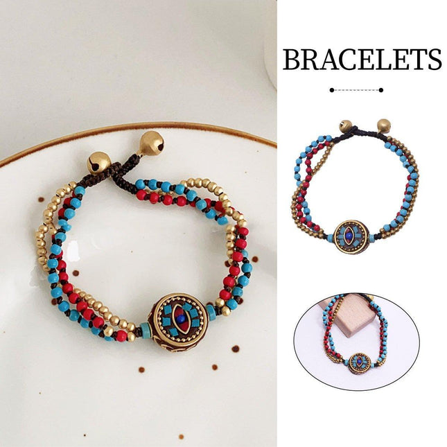 Ethnic Style Handmade Bracelet Color Stone Sky Bead Fashion Round Bead Bracelet
