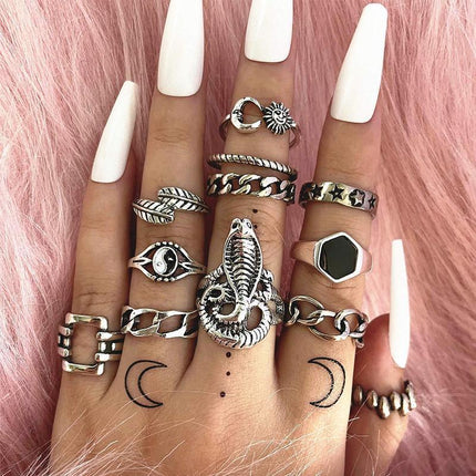 Vintage Boho Knuckle Ring Set 11-15PCS Punk Midi Finger Rings Jewelry Gift - Aimall