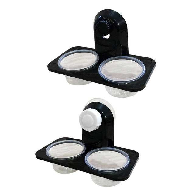 Dual Reptile Food and Water Bowl with Suction Cup Detachable Feeder for Lizards
