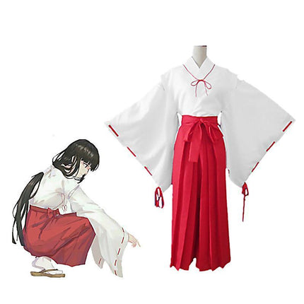 Anime Inuyasha Kikyou Witch Kimono Dress Cosplay Halloween Costume Complete Set AU - Aimall