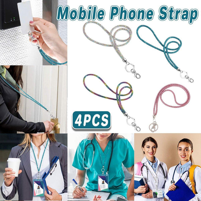 4PCS Bling Keychain Phone Lanyard Neck Strap Hanging Cord Phone Anti-lost Rope