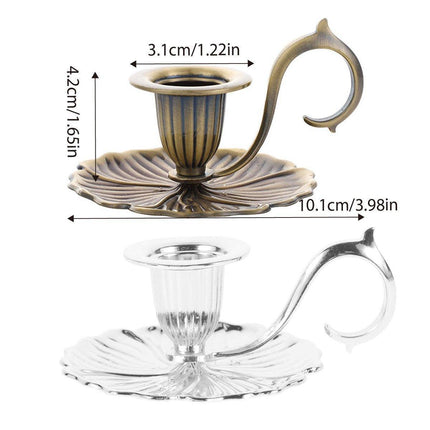 Retro Handheld Candlestick Holder European Style Candle Stand Metal Candlestick