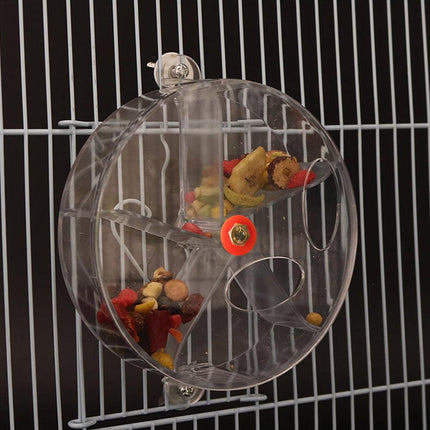 Parrot Foraging Toy Bird Chew Wheel Food Dispenser Divider Box Cage Accessory