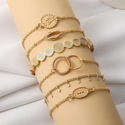 4 Stylish Hand Jewelry Diamond Set Butterfly Crescent Coin Open Set Bracelet - Aimall