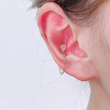 Pink Tone Minimalist Tiny Moon Star Heart Earrings Ear Bone Stud Women Jewelry - Aimall