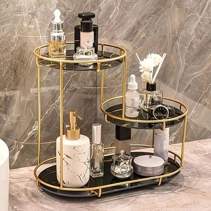 Round Multi-Tier Metal Storage Rack for Bathroom Vanity Kitchen Storage Rack
