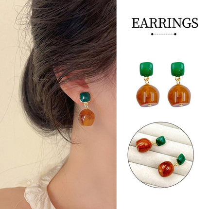 Dark Green Coffee Earrings Vintage Style Jewellery Women Girls Fashion