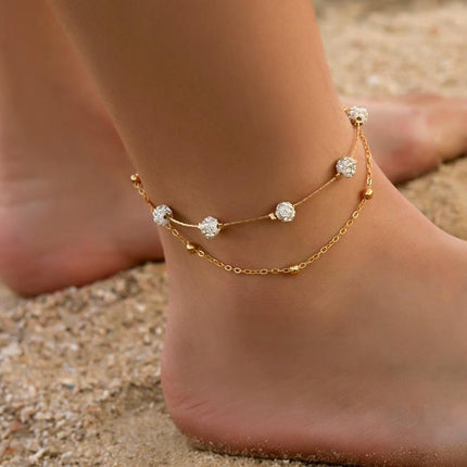 Women Double Layer Anklet Multi Layer Simple Fashion Jewellery Summer