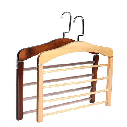 Multi Tier Wooden Trouser Rack Household Towel Rack Space Saving Pants Hanger