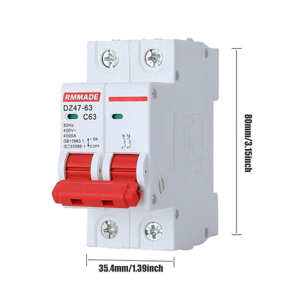 AC Circuit Breaker Solar 220-380V 2Pole Double MCB Mini 10-63 Amp