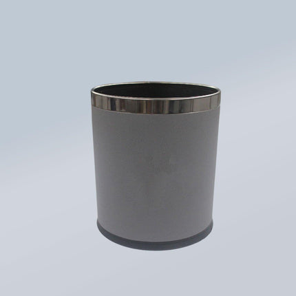 Durable Hotel Trash Bin Leather Wastebasket Office Room Metal Lining 26x22cm