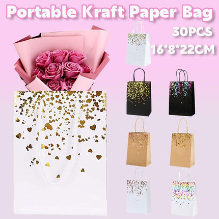 30PCS Kraft Paper Gift Bags Small Love Candy Bags Gold Foil Wedding Party Favors
