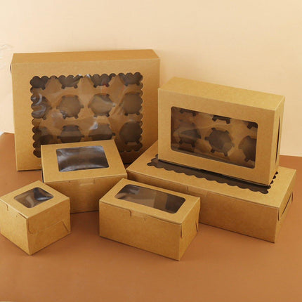 25Pcs Paper Cupcake Box with Window for Party Wedding Bakery Gift Packaging