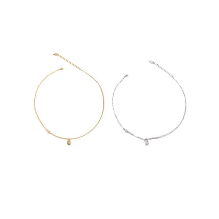 French Light Luxury Style Square Pendant Clavicle Chain Handmade Necklace Women