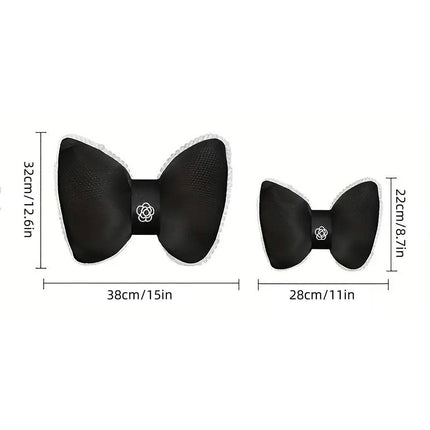 Black Bowknot Neck Pillow Plush Bow Tie Soft Plush Car Headrest Waist Support