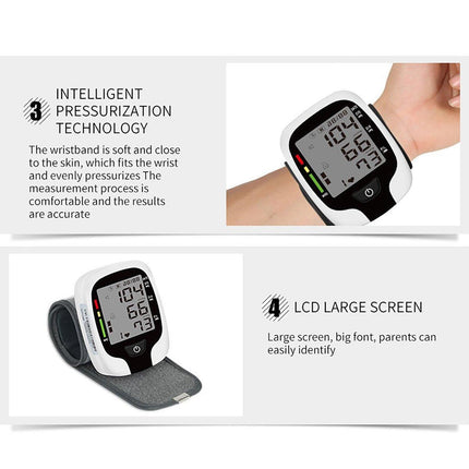 Home Automatic Wrist Blood Pressure Monitor Electronic Sphygmomanometer Device