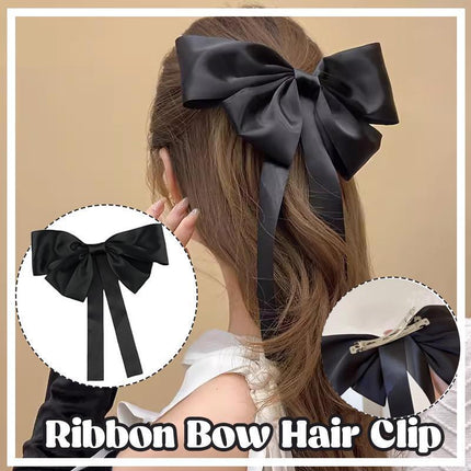 Satin Big Bow Barrette Hairpin Steel Clip Ribbon Hair Accessories Women Party - Aimall
