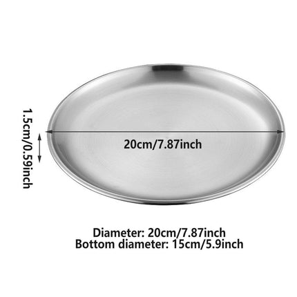 6pcs Stainless Steel Round Dinner Plate Tray Set for Home Kitchen Serving Plates